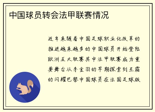 中国球员转会法甲联赛情况